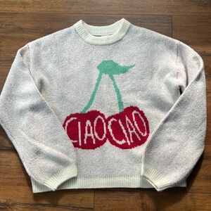 a new day Cherry Graphic Sweater - White and Red